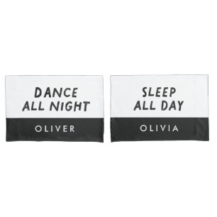 Housse D'oreillers Couple noir blanc danse toute la nuit dormir toute
