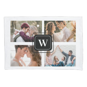 Housse D'oreillers Couples Initiales 4 Photo Monogramme Coussin Coque