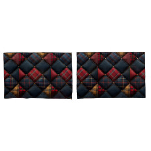Housse D'oreillers Courtepoint Pretty Rouge Marine Jaune Motif