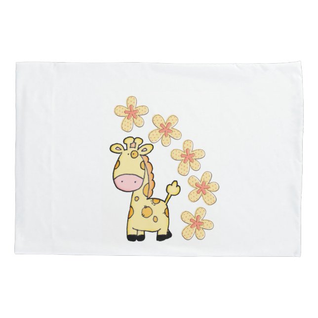 Housse D'oreillers Coussin Coque blanc Giraffe Floral (Dos)