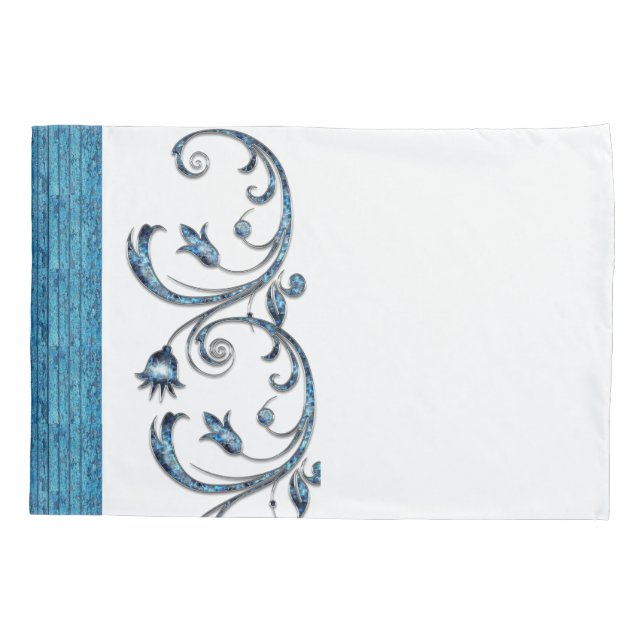 Housse D'oreillers Coussin Coque bleu Floral (Dos)