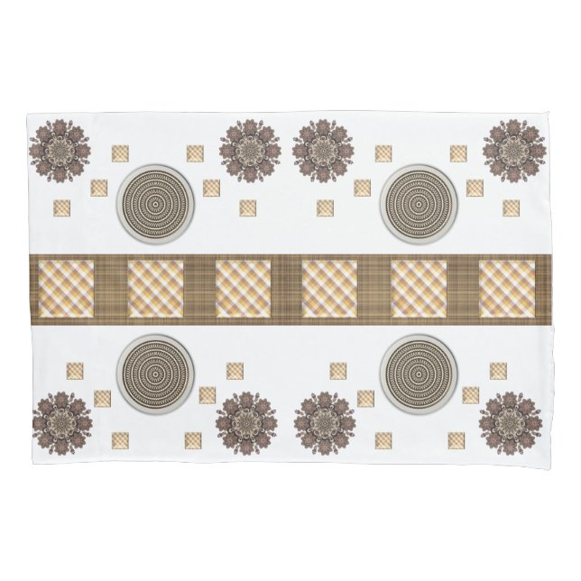 Housse D'oreillers Coussin Coque Brown carré floral (devant)