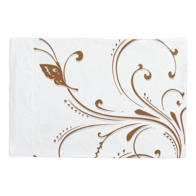 Housse D'oreillers Coussin Coque Brown Floral (Dos)