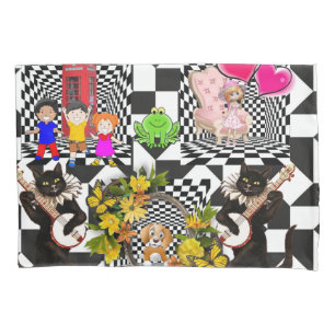 Housse D'oreillers Coussin Coque Chats Feline Coeurs Chien