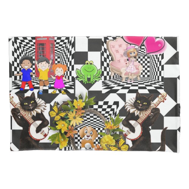 Housse D'oreillers Coussin Coque Chats Feline Coeurs Chien (devant)