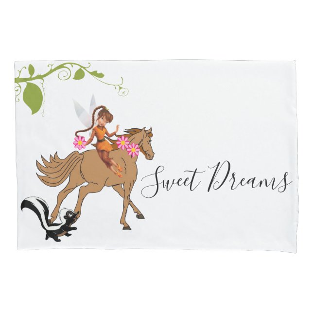 Housse D'oreillers Coussin Coque Cheval Skunk Fée Florale (devant)