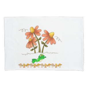 Housse D'oreillers Coussin Coque Grenouille blanche Champignons Flora