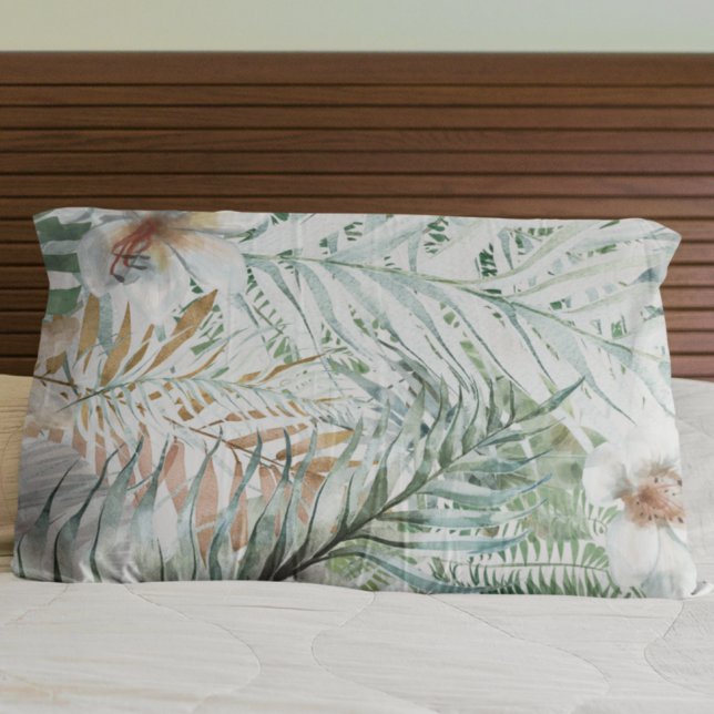 Housse D'oreillers Coussin Feuille d'aquarelle Tropical Coque (Créateur téléchargé)