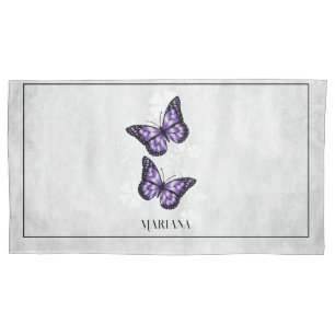 Housse D'oreillers Coussin floral papillon pourpre Coque