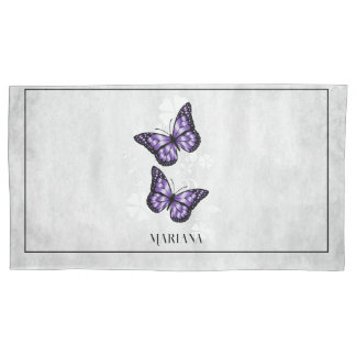 Housse D'oreillers Coussin floral papillon pourpre Coque