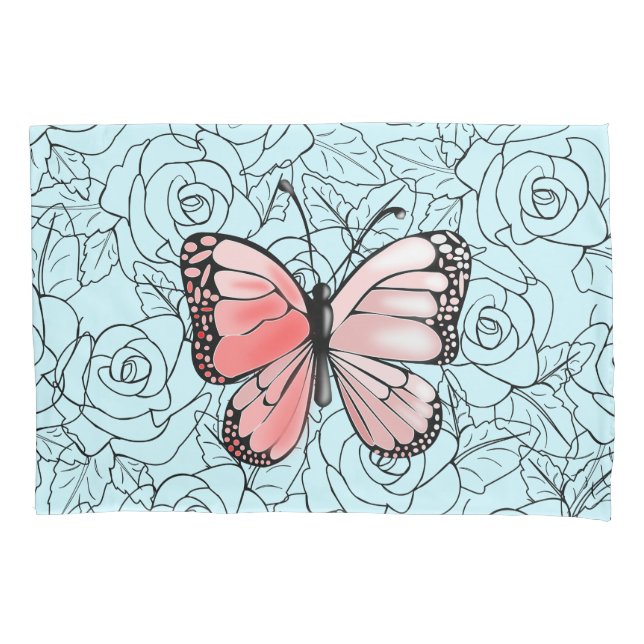 Housse D'oreillers Coussin papillon Roses Coques - Couleurs personnal (devant)