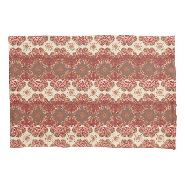 Housse D'oreillers Coussin rouge, brun, crème (devant-gauche)