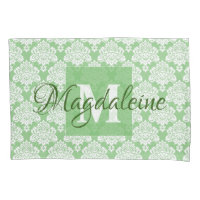 Coussin Sage Green Damask Coque avec Monogram