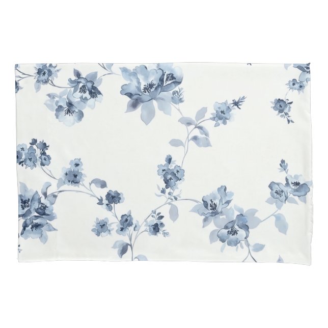 Housse D'oreillers Couverture en polaire avec imprimé de fleurs bleue (devant)