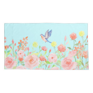 Housse D'oreillers Couvre-oreiller du jardin rose couleur réversible