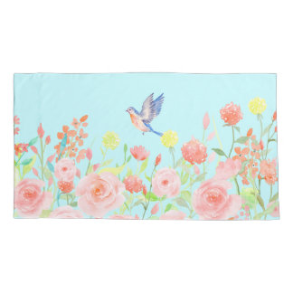 Housse D'oreillers Couvre-oreiller du jardin rose couleur réversible