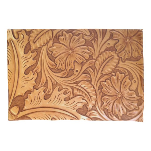 Housse D'oreillers Cow-boy brun rustique en cuir occidental (devant)