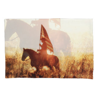 Housse D'oreillers Cowboy Portrait USA Flag Thème.