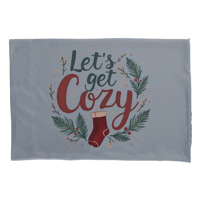 Housse D'oreillers Cozy Holiday Pine Berry Lettering (devant-gauche)