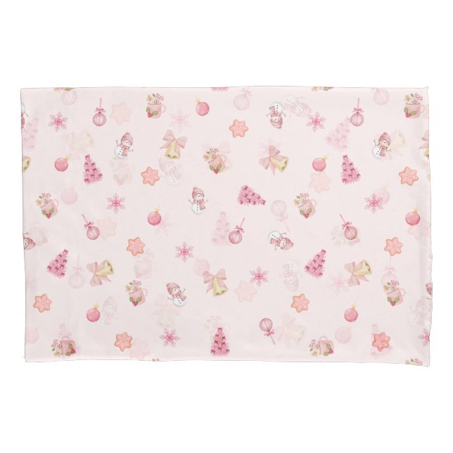 Housse D'oreillers Cozy Pink Christmas Pattern (devant)