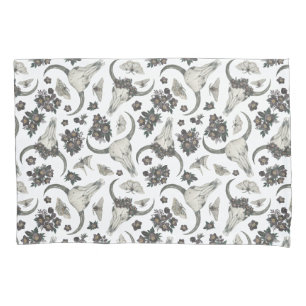 Housse D'oreillers Crâne animal gothique avec fleurs Motif