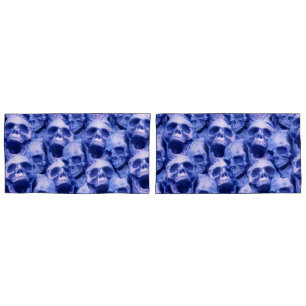 Housse D'oreillers Crâne bleu foncé