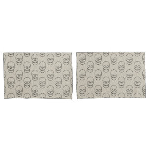 Housse D'oreillers Crâne - Bone White et Bat Black