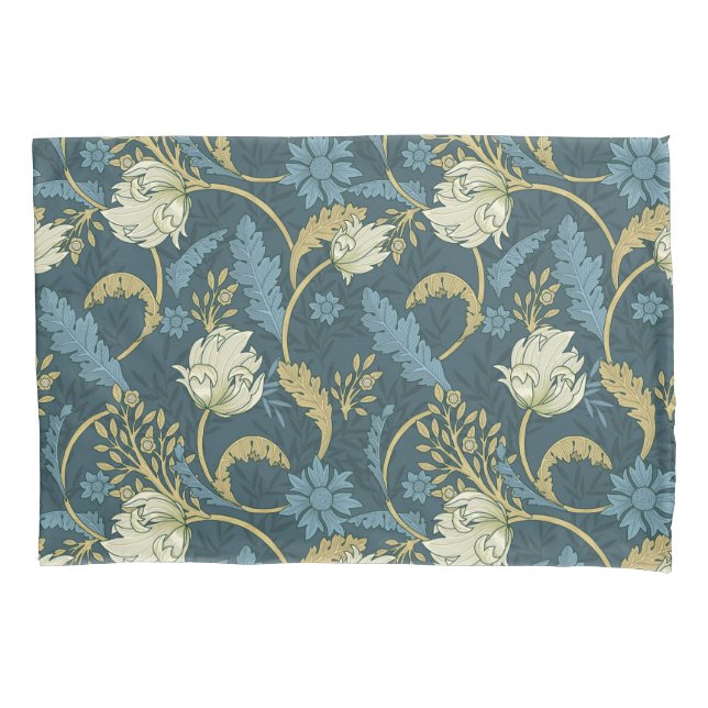 Housse D'oreillers Cream and Blue Floral Art Nouveau  (devant)