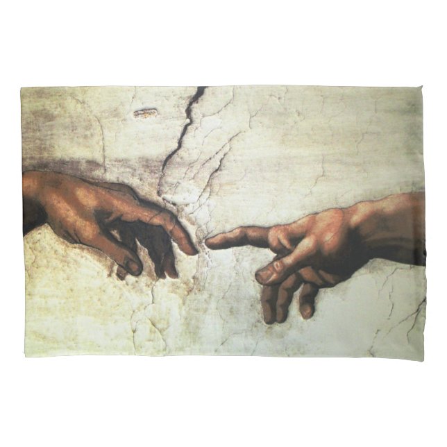 Housse D'oreillers Création d'Adam - Mains Michelangelo 1475 - 1564 (devant)