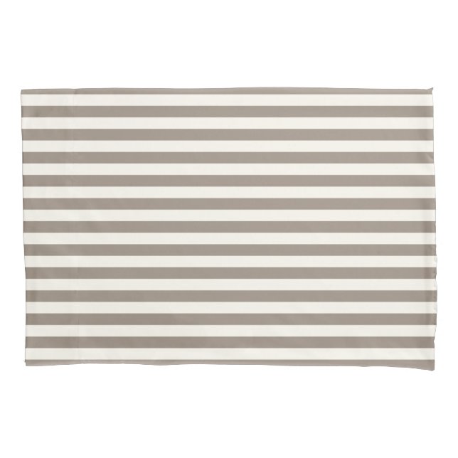 Housse D'oreillers Crème classique Taupe rayures (devant)