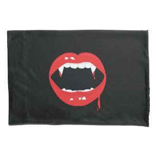Housse D'oreillers Crocs de Vampire & Sang Gothique Personnalisé