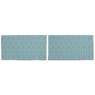 Housse D'oreillers Cubes d'illusion optique Abstraite rétro Motif ble