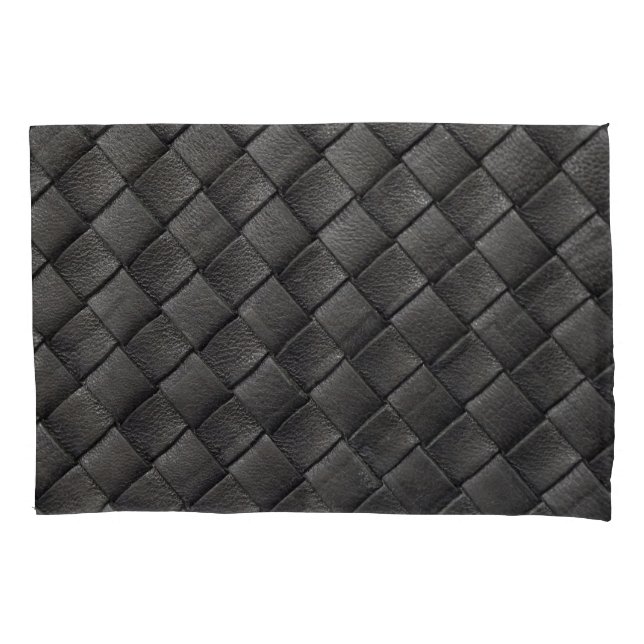 Housse D'oreillers Cuir noir tressé : Texture Vintage (devant)