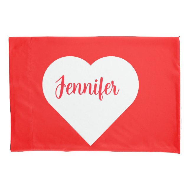 Housse D'oreillers Cuisine moderne Bright Red & White Heart Love (devant)