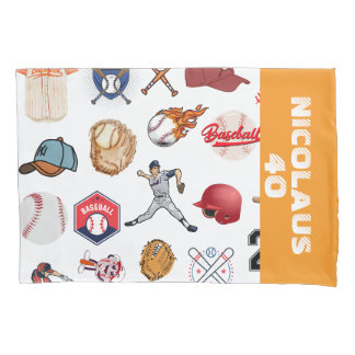 Housse D'oreillers Custom Baseball coach pattern in white and orange