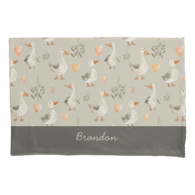 Housse D'oreillers Cute Aquarelle Oie Motif Coque Coussin (devant)