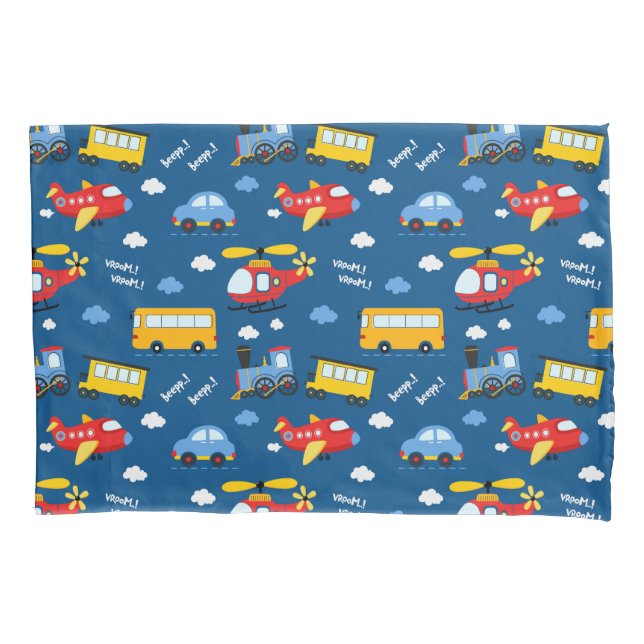 Housse D'oreillers Cute Cartoon Vehicles Pattern  (devant)