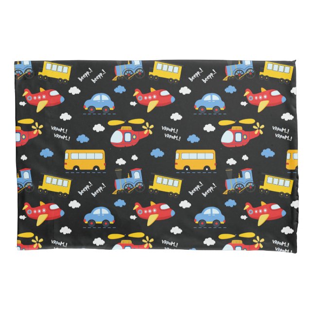 Housse D'oreillers Cute Cartoon Vehicles Pattern  (devant)