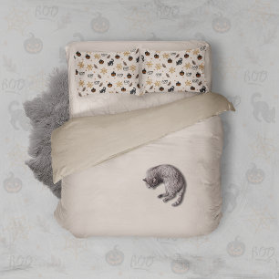 Housse D'oreillers Cute Citrouille Chat Noir Halloween Motif