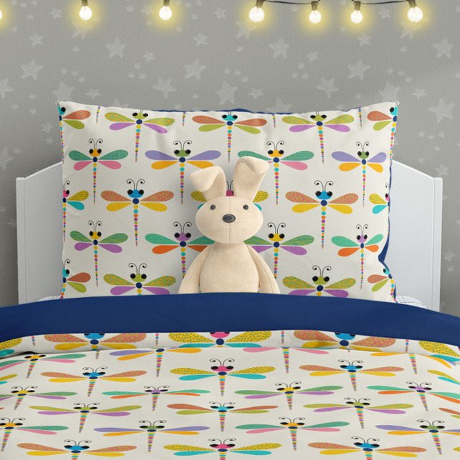 Housse D'oreillers Cute Dragonfly Pattern on Cream (Créateur téléchargé)