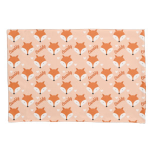 Housse D'oreillers Cute Fox Face Enfants Nom Monogramme Animal