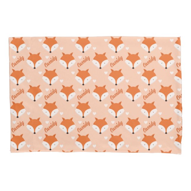 Housse D'oreillers Cute Fox Face Enfants Nom Monogramme Animal (devant)