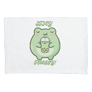Housse D'oreillers Cute Froggy Bubble Tea Pillow Cover – Kawaii Frog