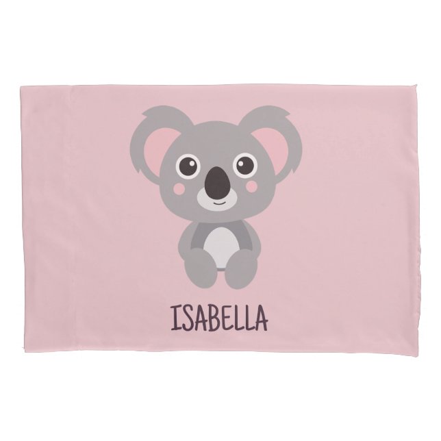 Housse D'oreillers Cute Koala Oear Kids Rose Nom personnalisé (devant)