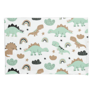 Housse D'oreillers Cute Mint Green Dinosaur Motif