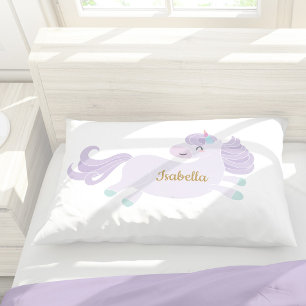 Housse D'oreillers Cute Purple Unicorn Personnalisé fille