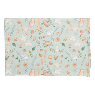 Housse D'oreillers Cute Turquoise bébé animal Pastel Motif