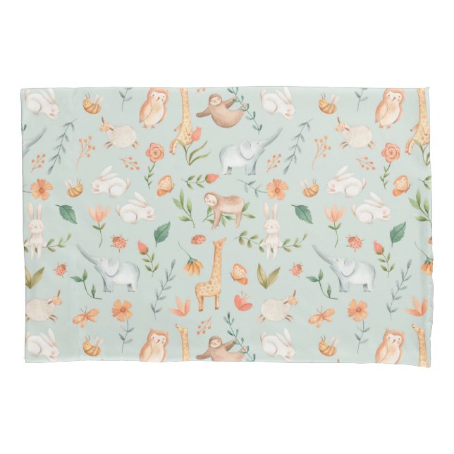 Housse D'oreillers Cute Turquoise bébé animal Pastel Motif (devant)