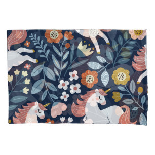Housse D'oreillers Cute Unicornes Floral Vintage Motif
