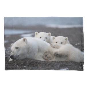 Housse D'oreillers Cutest Baby Animals   Polar Bear Family Alaska
